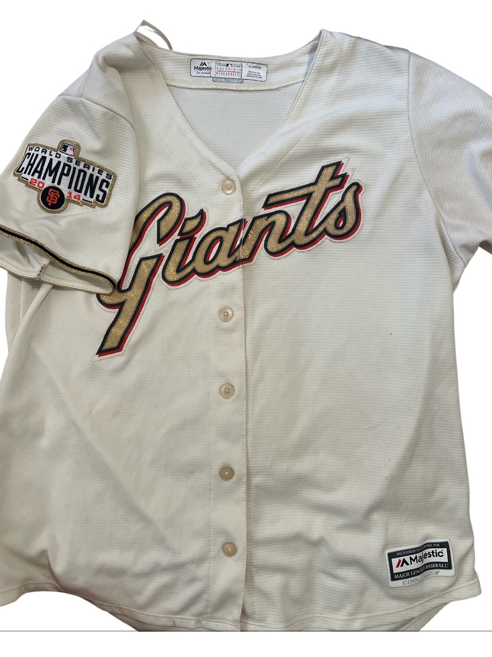 Majestic San Francisco Giants Gold Program 2015 Cool Base Jersey Cream Men’s L